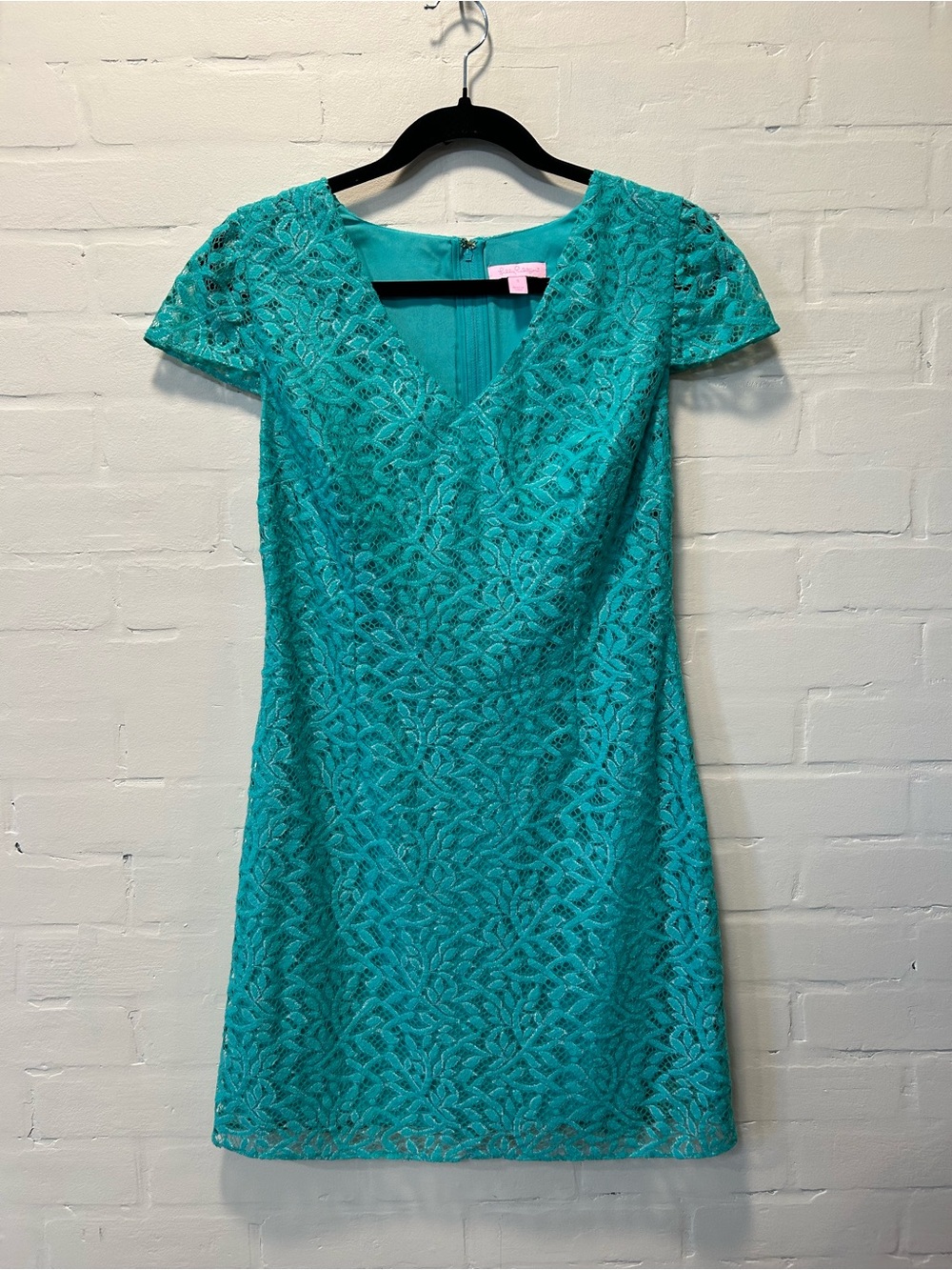 Lilly Pulitzer Erica Metallic Jungle Lace Shift Dress Seafoam Green Size S